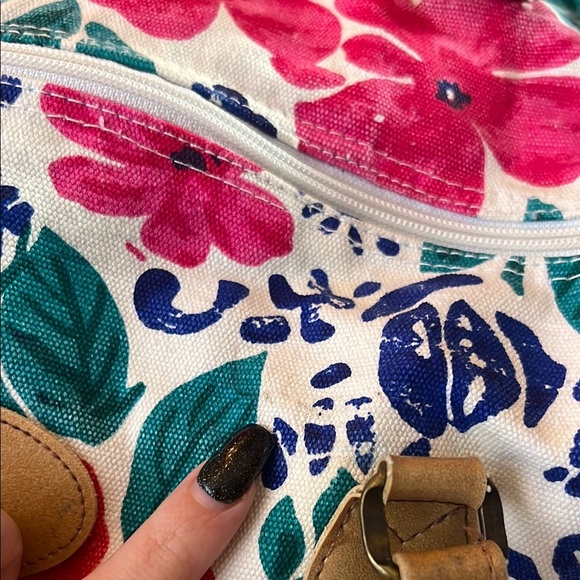 Vintage 80s GITANO Hawaiian Artsy Floral Novelty Print Duffle Carry on Tote Bag - Picture 12 of 15